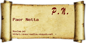 Paor Netta névjegykártya